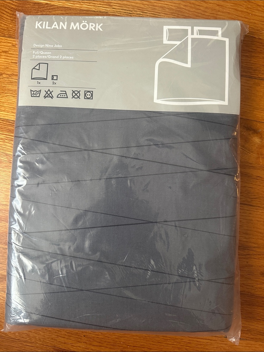 IKEA Kilan Mörk Gray Geometric Duvet Cover Set Full/Queen New